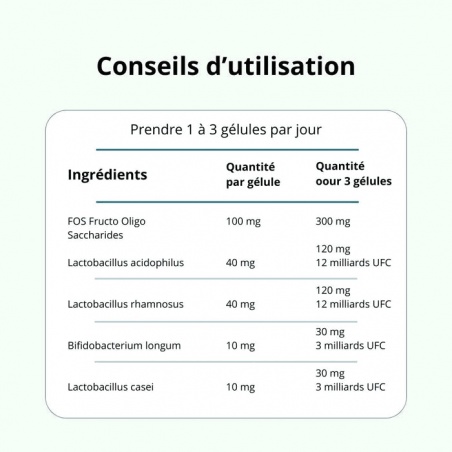 Conseil utilisation de Vegaflore (Prébiotiques et Probiotiques en comprimés) Argalys