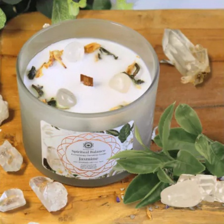 Bougie Equilibre Spirituel Cristal de Roche & Jasmin - 256g Green Tree Candle