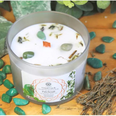 Bougie Bonne chance - Aventurine Verte & Patchouli - 256g Green Tree Candle