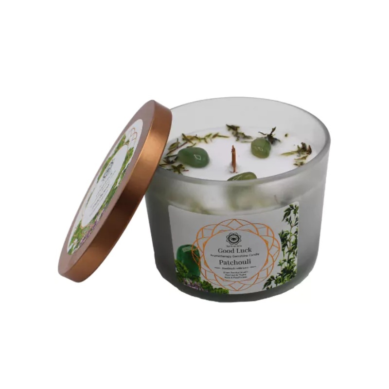 Bougie Bonne chance - Aventurine Verte & Patchouli - 256g Green Tree Candle