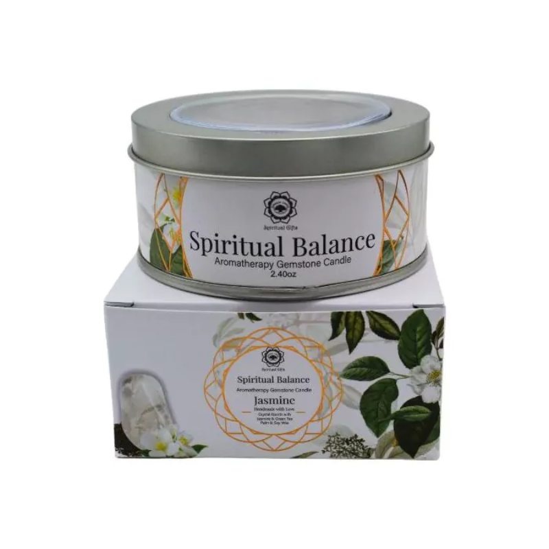 Bougie Equilibre Spirituel - Cristal de Roche & Jasmin - 70g Green Tree Candle