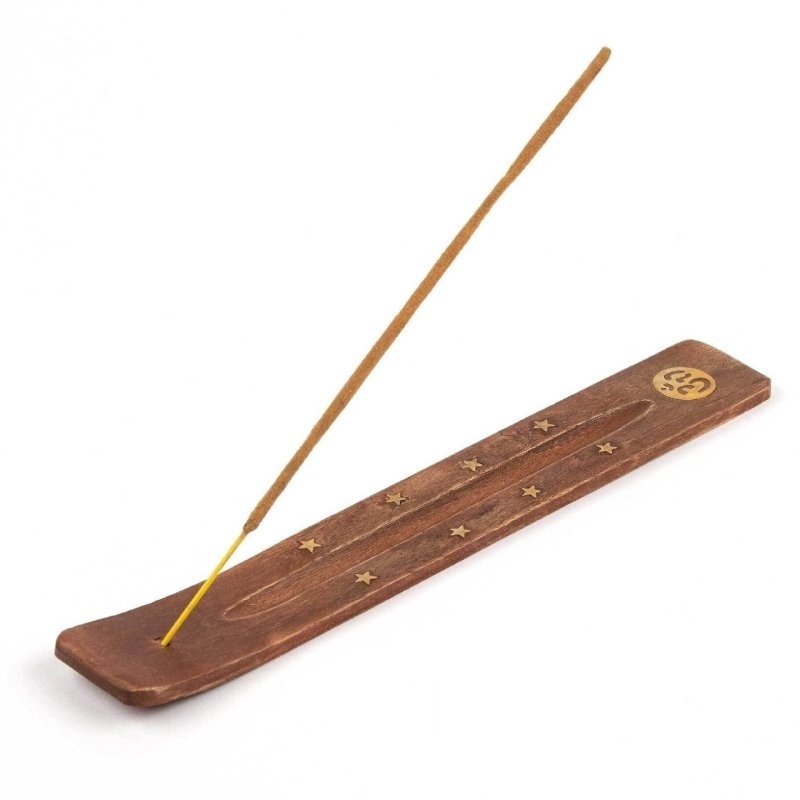 Porte-encens en bois motif Om