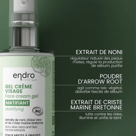 Gel Crème visage matifiant Endro Cosmétiques