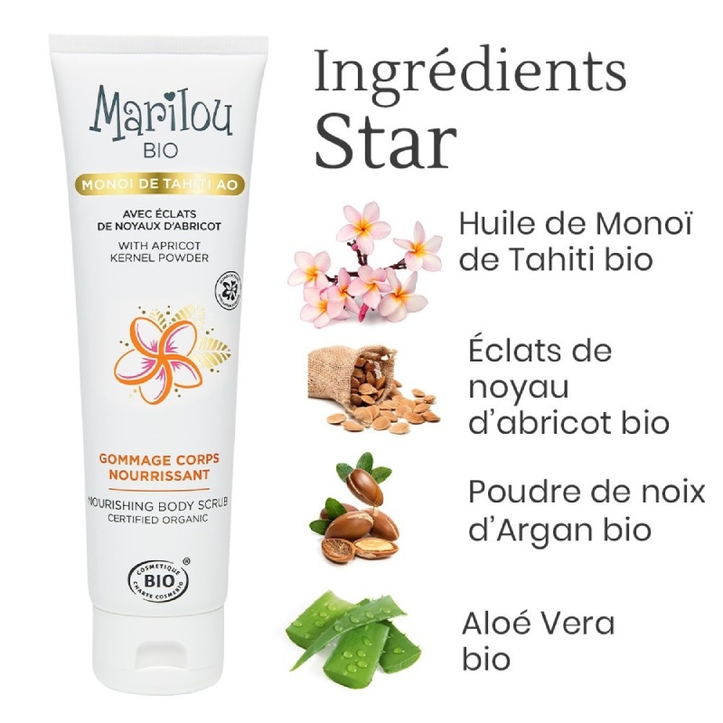 Gommage corps Nourrissant à l'huile de Monoï Marilou Bio