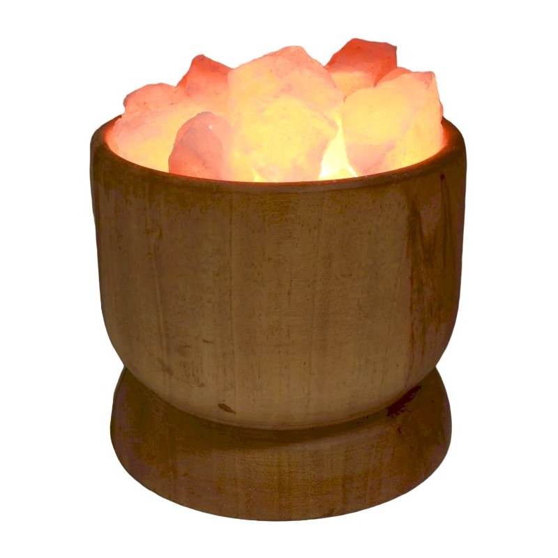 Lampe de Sel Bol Bois et Cristaux Esoterra