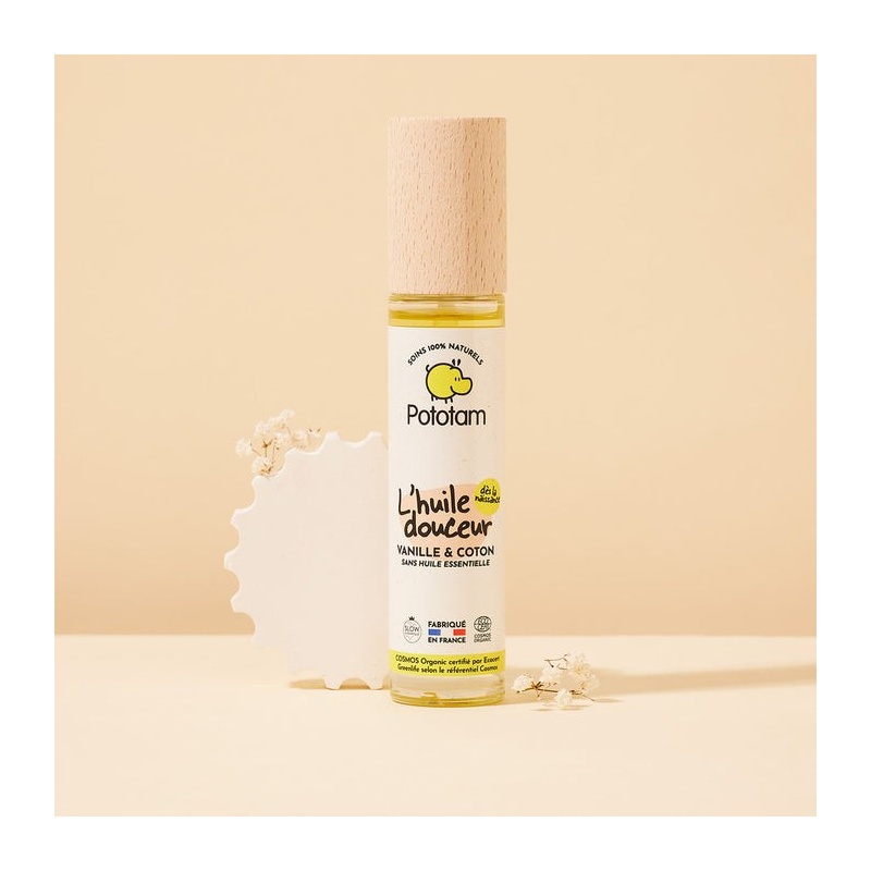 Huile douceur Bébé pour le corps - Vanille & Coton Pototam