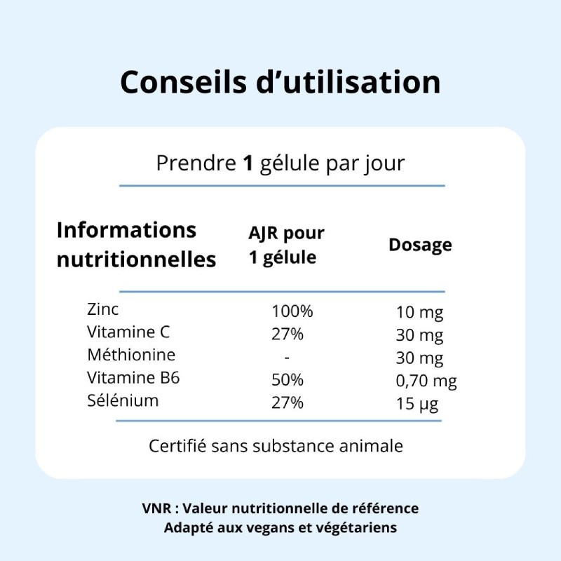 Zinc Bisglycinate - 60 gélules Argalys