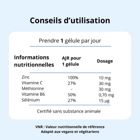 Zinc Bisglycinate - 60 gélules Argalys
