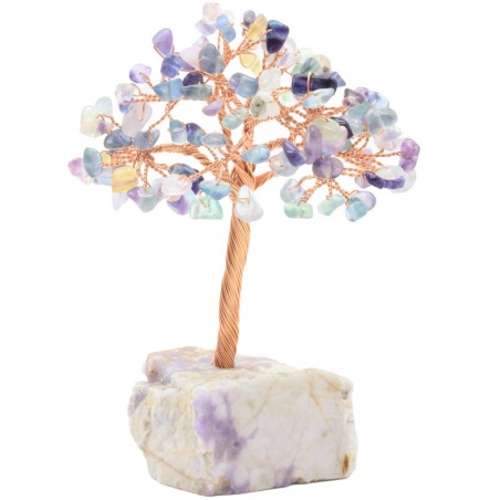 Arbre du Bonheur Fluorite sur base Améthyste 14cm Esoterra - Esoterra