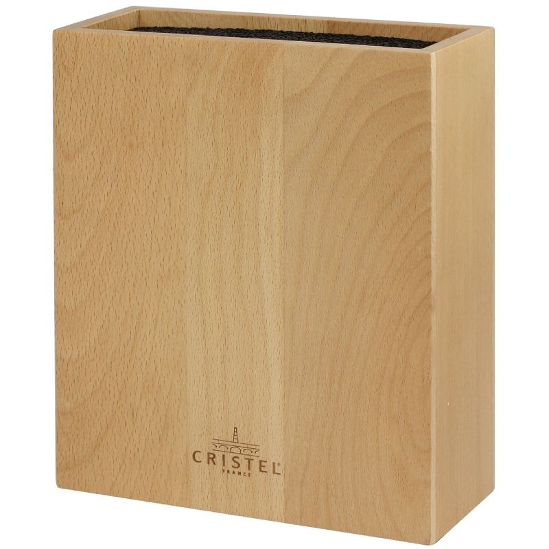 Bloc à couteaux rectangulaire en bois de Hêtre - 8 couteaux Cristel