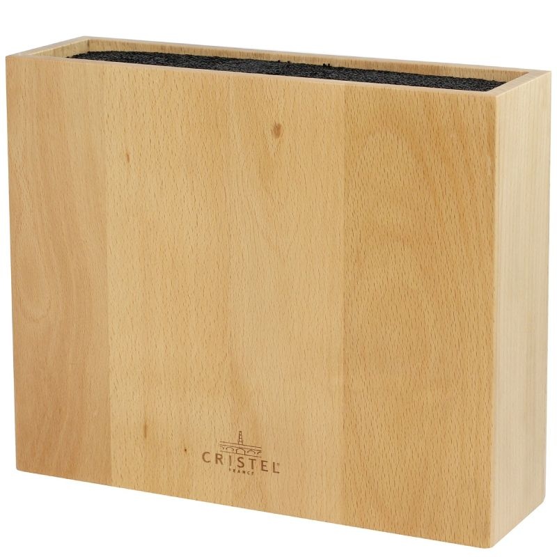 Bloc à couteaux rectangulaire en bois de Hêtre - 10 couteaux Cristel