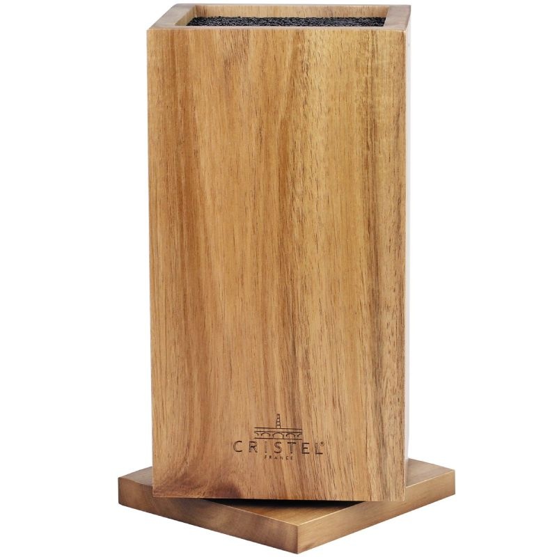 Bloc à couteaux rotatif en bois d'Acacia Cristel