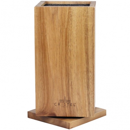 Bloc à couteaux rotatif en bois d'Acacia Cristel