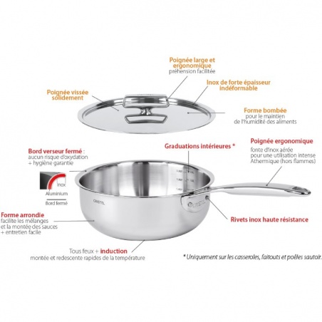 Casserole inox Castel Pro 20 cm Cristel