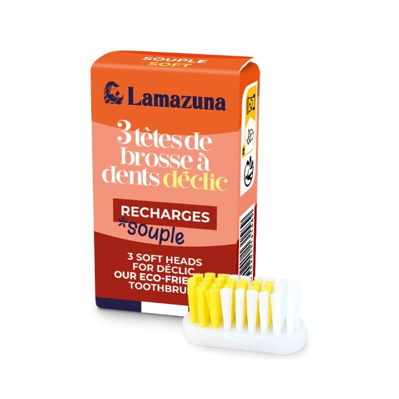 Recharge de 3 têtes de brosse à dents - Souple Lamazuna