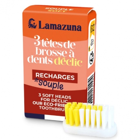 Recharge de 3 têtes de brosse à dents - Souple Lamazuna - Lamazuna