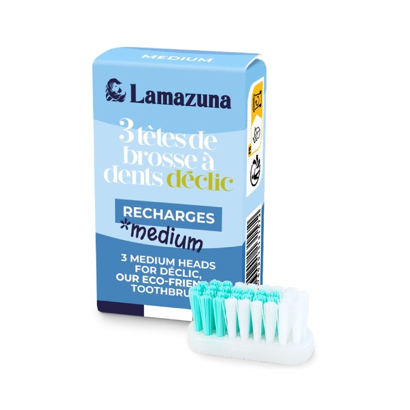 Recharge de 3 têtes de brosse à dents - Medium Lamazuna