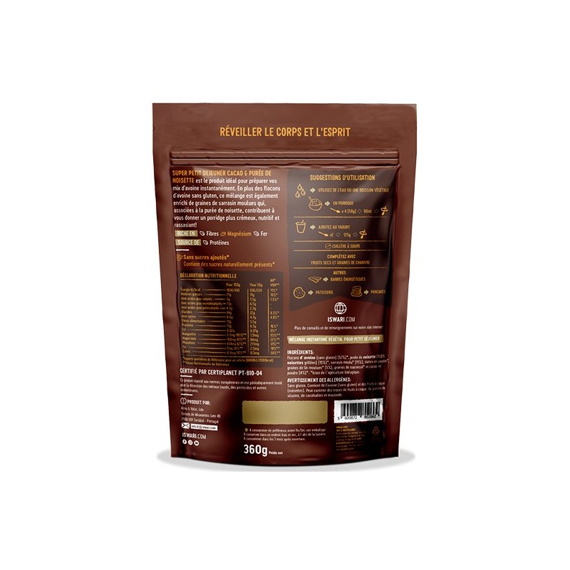 Super Petit Déjeuner - Cacao et Purée de Noisette Iswari