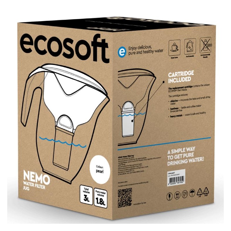 Carafe filtrante Nemo 3L - blanc Ecosoft