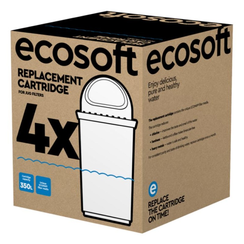 Lot de 4 filtres de remplacement pour carafe filtrante Ecosoft