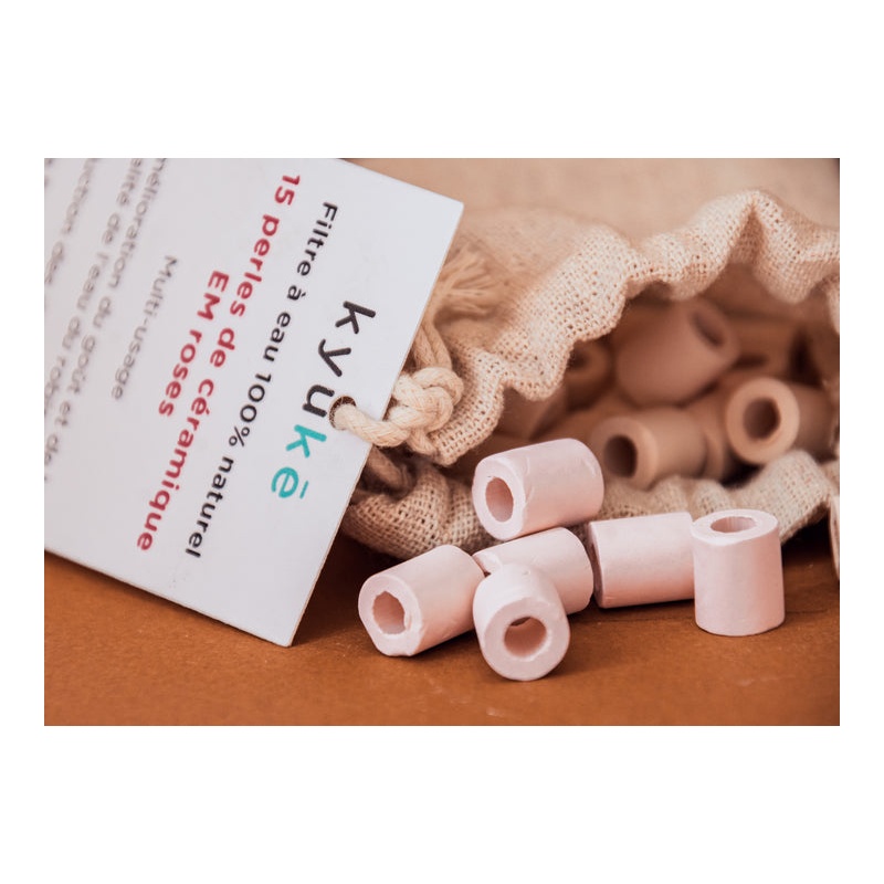 Perles de céramique rose EM - Sachet de 15 Kyuké