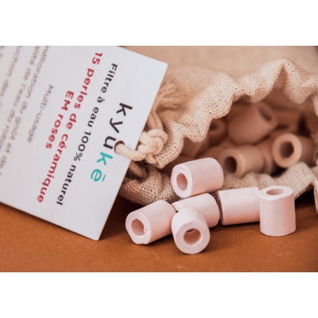 Perles de céramique rose EM - Sachet de 15 Kyuké