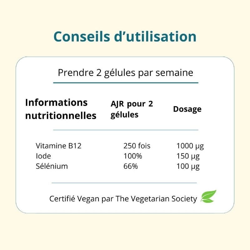 Vitamine B12 + Iode et Sélénium - 60 comprimés  Argalys