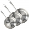 Lot de 3 Poêles inox Brigade - 20, 24 et 28 cm Livoo