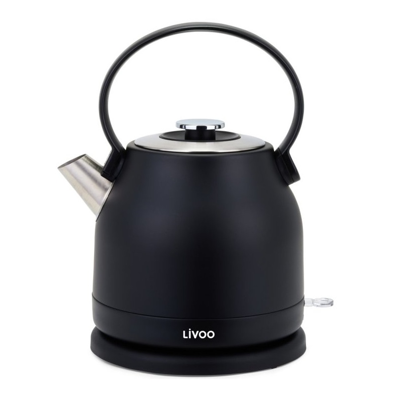 Bouilloire rétro 1,5L électrique 2200W en inox - Noir Livoo