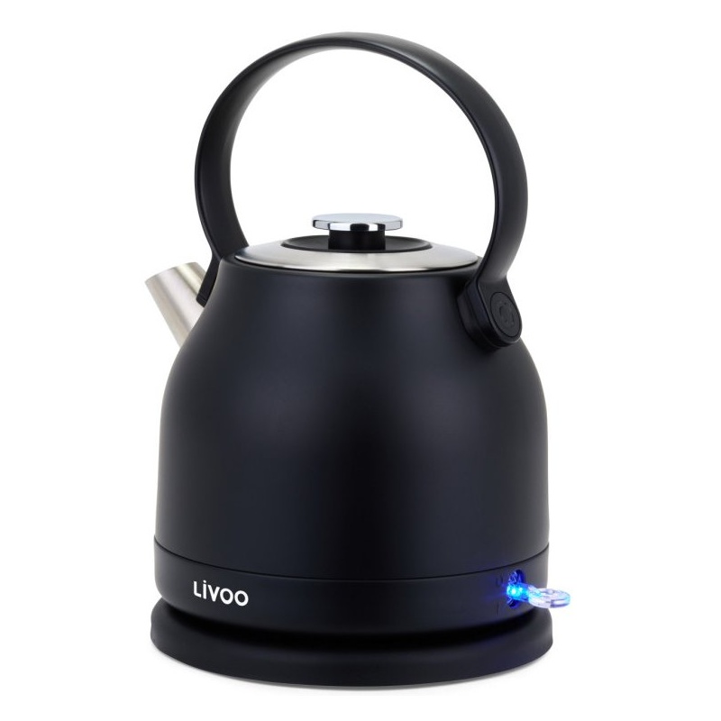 Bouilloire rétro 1,5L électrique 2200W en inox - Noir Livoo