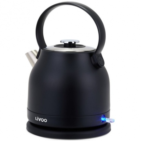 Bouilloire rétro 1,5L électrique 2200W en inox - Noir Livoo