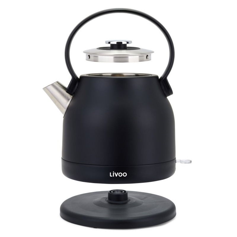 Bouilloire rétro 1,5L électrique 2200W en inox - Noir Livoo