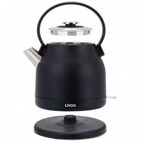 Bouilloire rétro 1,5L électrique 2200W en inox - Noir Livoo