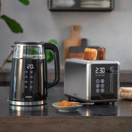 Bouilloire digitale à température variable 1,7L électrique 2200W en verre Livoo