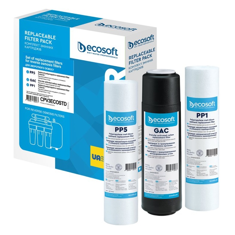 Lot de 3 filtres de remplacement pour osmoseur Ecosoft