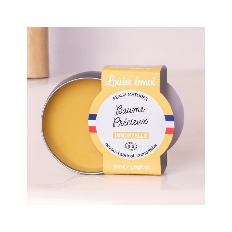 Texture onctueuse du Baume Précieux Immortelle Bio Louise émoi - Nourrit et apaise la peau