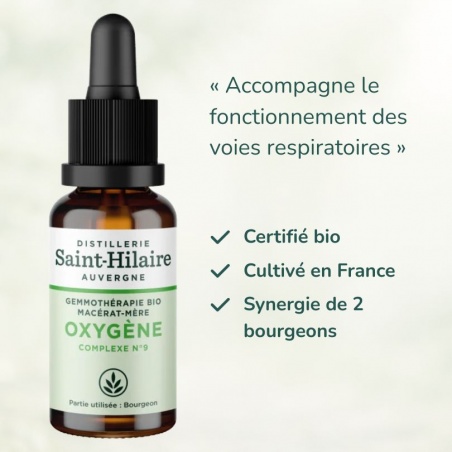 Bienfaits complexe de gemmothérapie OXYGENE (respiration) certifié bio