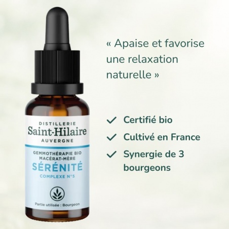 Bienfaits complexe de gemmothérapie SERNITE (stress, détente) certifié bio