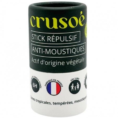 Stick répulsif anti-moustiques Crusoé - 100% naturel et végétal , sans DEET - Crusoé