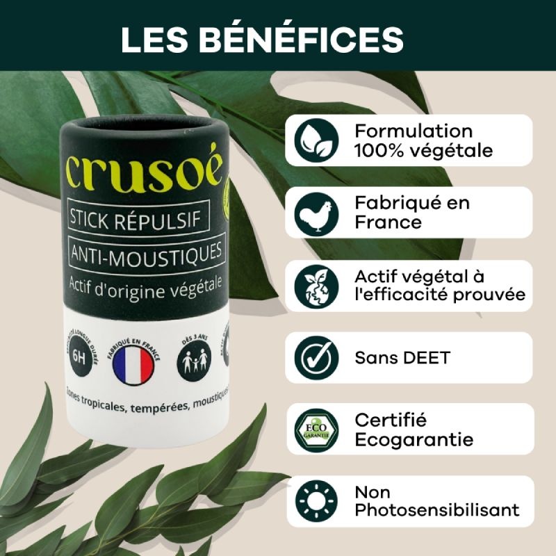 Avantage du stick anti-moustiques Crusoé écologique