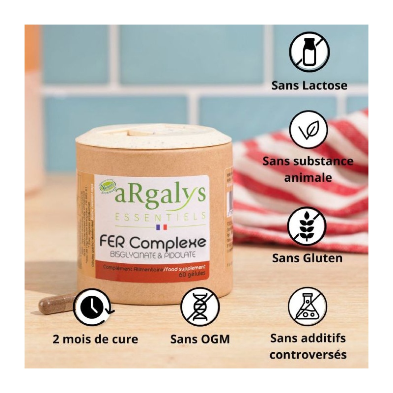 Complément alimentaire Fer complexe avec Vitamines C, B9 et Carotte 