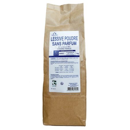 Lessive en poudre Bio sans parfum 1 kg - 4 mois de lessive - Solibio
