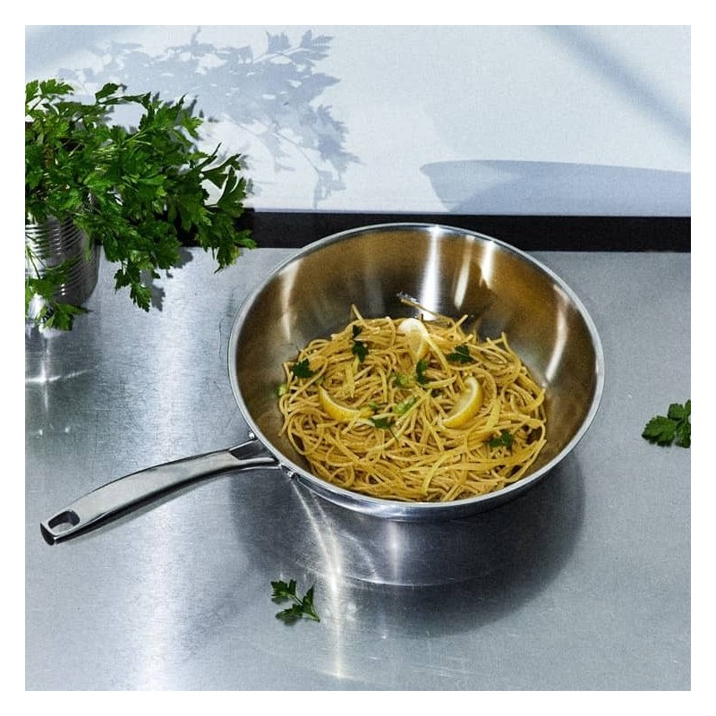 Poêle Wok Triplinox 30 cm poignée fixe Baumalu