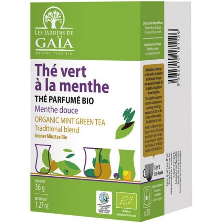 Thé vert BIO à la Menthe - 20 infusettes Les jardins de Gaïa - Les jardins de Gaïa