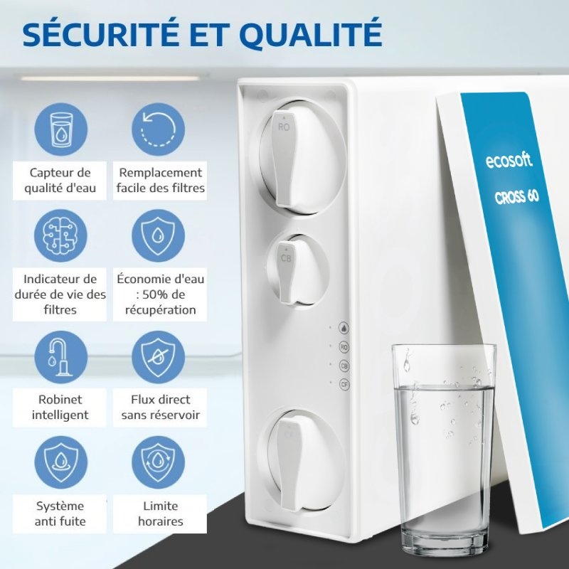 Filtre à osmose inverse CROSS 60 à débit direct Ecosoft