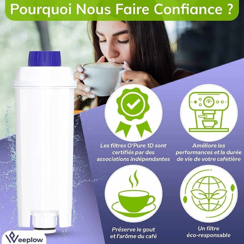 Lot de 4 filtres à eau compatibles cafetières automatiques DeLonghi Magnifica S