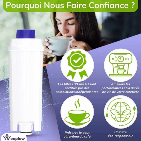 Lot de 4 filtres à eau compatibles cafetières automatiques DeLonghi Magnifica S