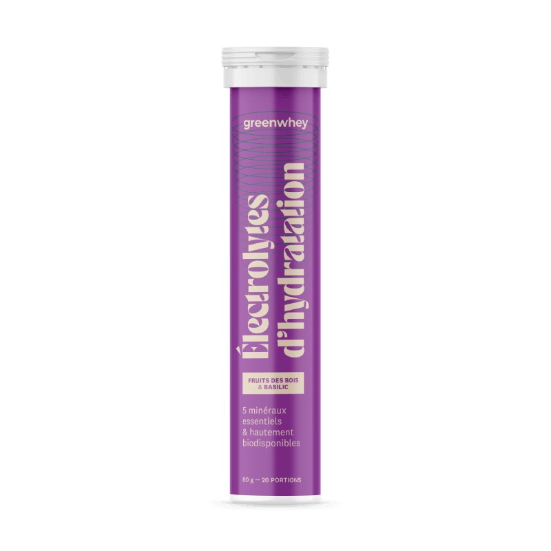 Électrolytes d’hydratation - Saveur Fruits des bois & Basilic - 20 pastilles Greenwhey