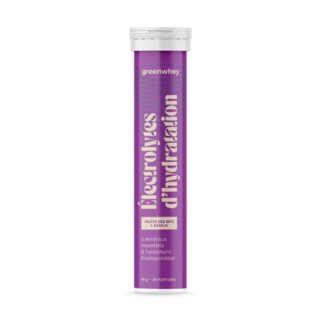 Électrolytes d’hydratation - Saveur Fruits des bois & Basilic - 20 pastilles Greenwhey - Greenwhey