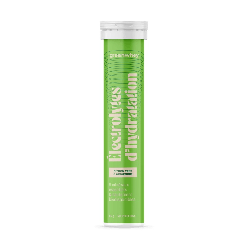 Électrolytes d’hydratation - Saveur Citron vert & Gingembre - 20 pastilles Greenwhey
